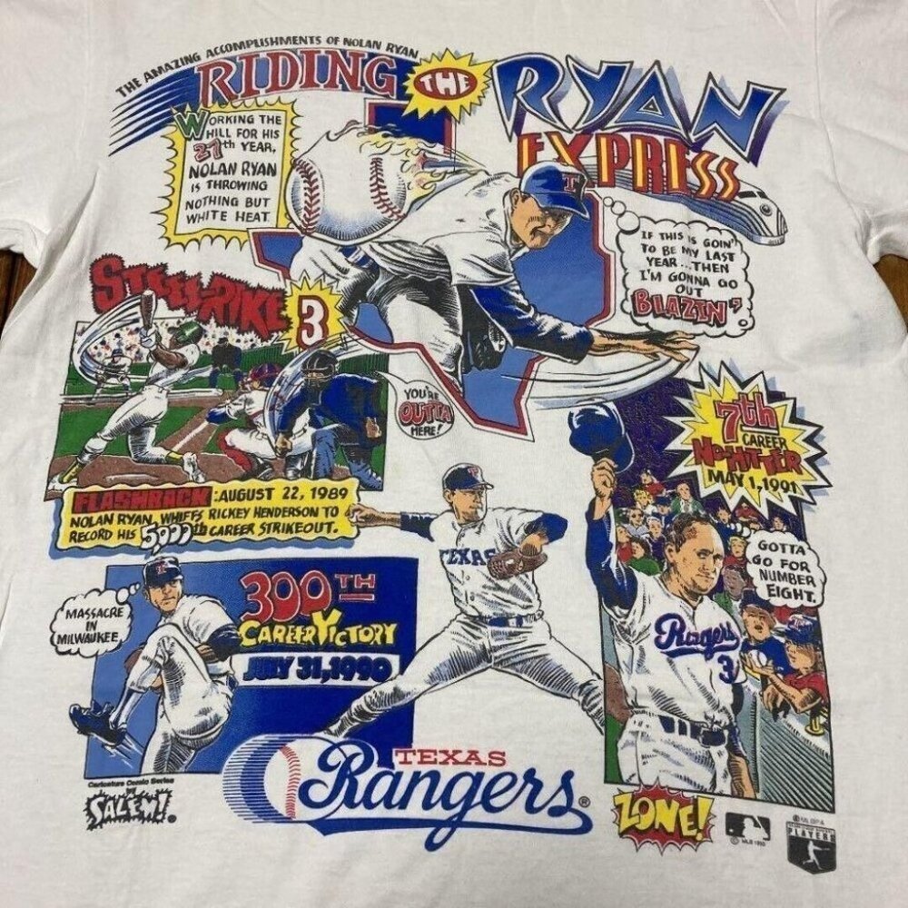 reprint  90_s M.L.B Texrangers t shirt